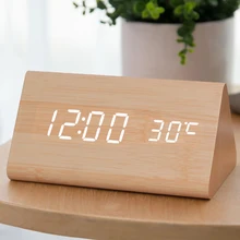 

Creative Wooden Digital Alarm Clock Digital Led Table Talking Wood Night Electronic Desk Clock Kids Wake Up Light Clock 40N0091