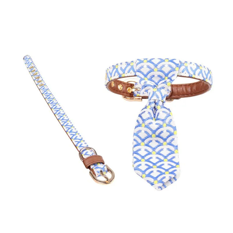 

2019 Pet Neckie Collar Leash Dog Cat Wave Printed Adjustable Puppy Kitten Necktie Lead Decoration Apparel Accessories