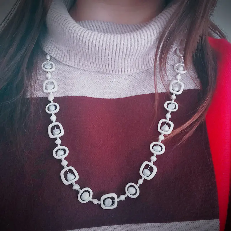 Please Both Parties Long Pearl Necklace Geometry Necklace Pearl 7-8 mm Diameter Personality Match