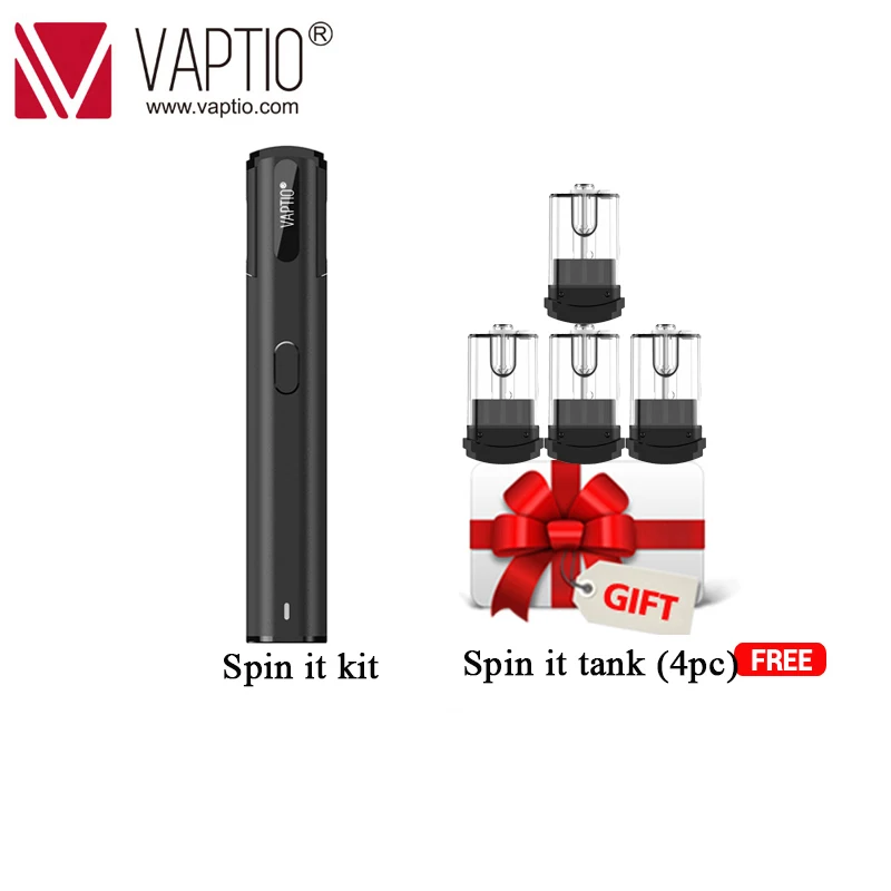 

Spinnable drip tip Original Vaptio Spin IT vape Kit with 500mAh built in battery 15W 1.8ml tank starter Electronic cigarette kit