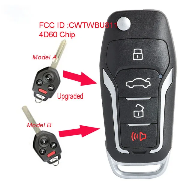 

Keyecu Upgraded Flip Remote Car Key Fob 433MHz 4D60 Chip 4 Button for Subaru Outback Legacy 2011-2014 FCC: CWTWBU811