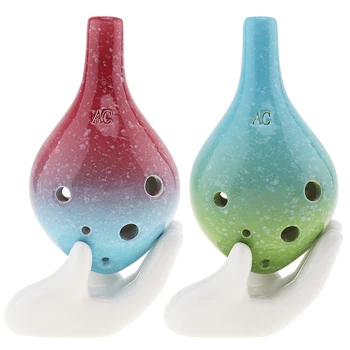 

6 Holes Alto ToneC Two-tone Durable Ocarina Ceramic Flute Instrument 2 Colors Optional with Comfort Hang Rope