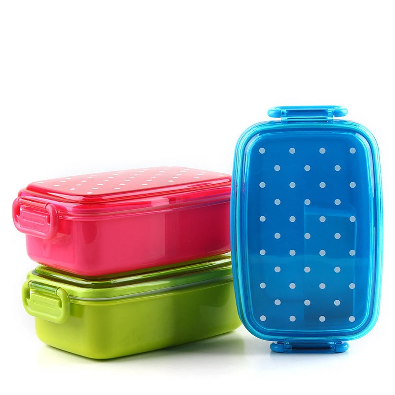 Keythemelife Portable Polka Dot Food Container bento Lunch boxs Kids fruit Snack Bento Microwave Lunchbox A4(China (Mainland))