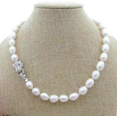 

HUGE SOUTH SEA 10-11MM WHITE BAROQUE PEARL NECKLCE 18 INCH Leopard Clasp