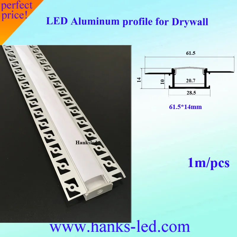 

10M(1M/PCS) Trimless Recessed Aluminum Drywall Profile Channel Suitable for Double Row Strip Light