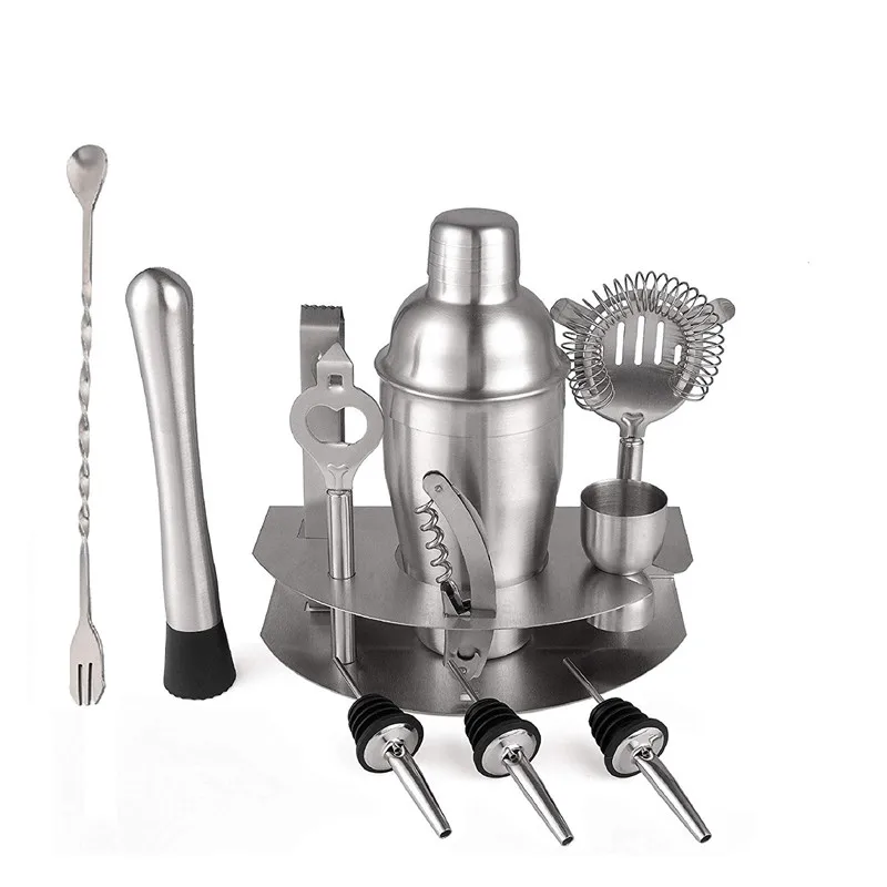 

Brushed Stainless Steel 12 Piece Professional Bar Tool Kit Includes Martini Shaker, Muddler, Strainer, Jigger
