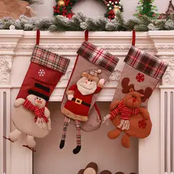 Рождественские чулки висит елочные украшения Новый год мешок конфет подарки украшения для дома Navidad натальные Q2