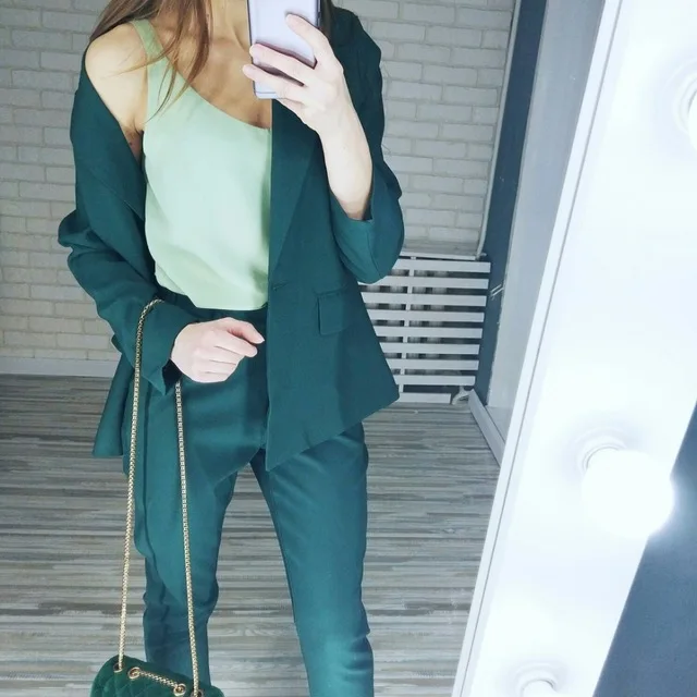 2018 Pure Color Simple Boyfriend Jacket Small Pants Slim Cuff Pant Office Lady Suit Femme Karxige High End Jacket Suit Lady