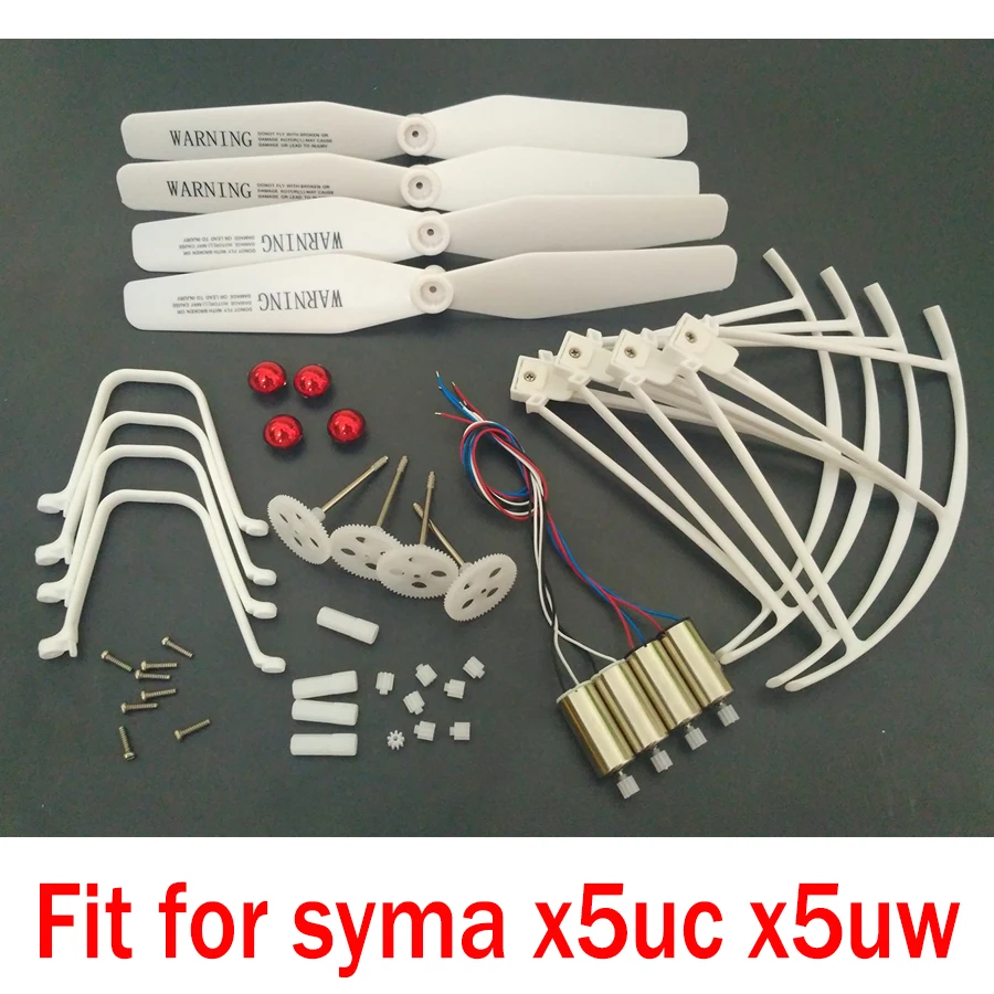 Syma X5UC X5UW RC Drone Spare Parts Full Set Kit Motors Engines Gear Propeller Landing Gear Skid Protection Cover Accessories syma x5hc x5hw spare parts shell motor propeller main blade landing gear kit protection ring frame rc drone accessory
