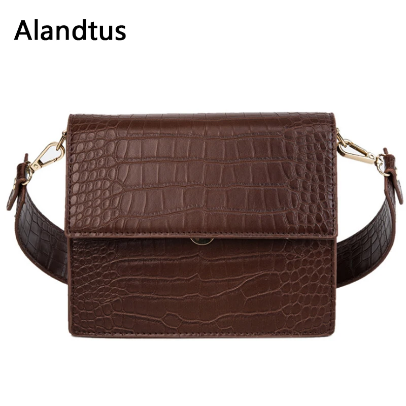 

Alandtus Trendy Women Shoulder Bag Vintage Crocodile Pattern Women Handbag Female Retro Crossbody Bag Designer Shoulder Bag