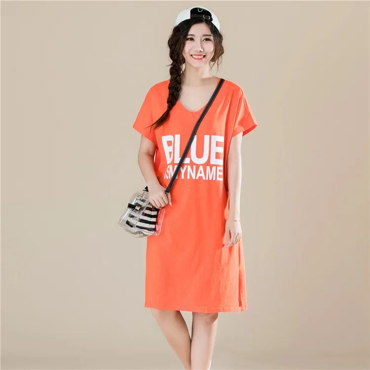 2018 Summer Loose Oversize V Neck T Shirt Women Korean Casual Letter Print Long Section Short Sleeve Tops Plus Size Black White