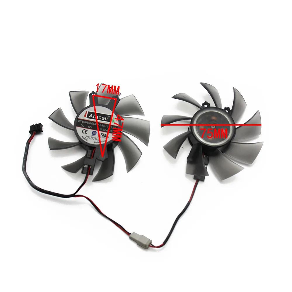 FD8015H12S 75 мм GTX1050 VGA вентилятор для видеокарты GALAX KFA2 GTX 1050Ti EXOC Вентилятор охлаждения