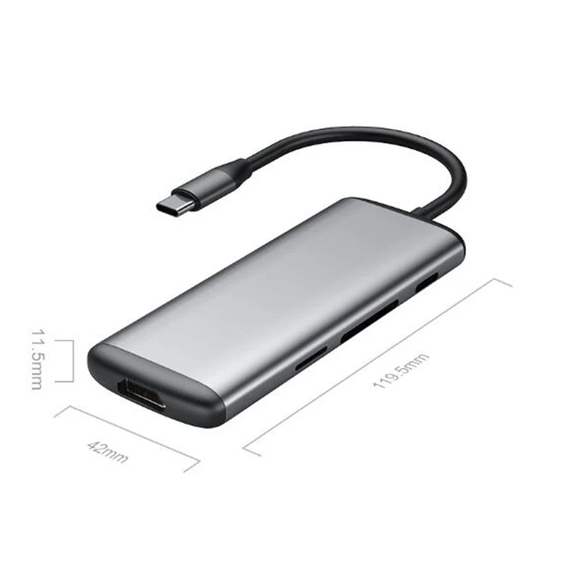 Xiaomi hagибис usb type-C зарядный адаптер 6 в 1 type C Мужской к женскому TF/SD/PD/2 USD 3,0/HDMI зарядный конвертер зарядное устройство - Цвет: grey