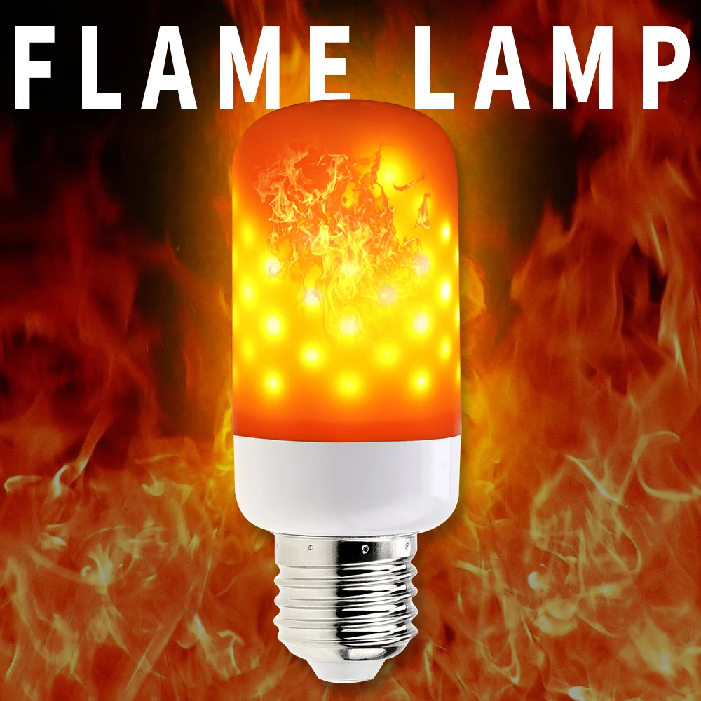 

LED E27 Flame Lights E14 Flickering Fire Lamp E26 Flame Effect Bulbs 63leds Candle Burning Bulb AC85-265V Holiday Decoration 3W