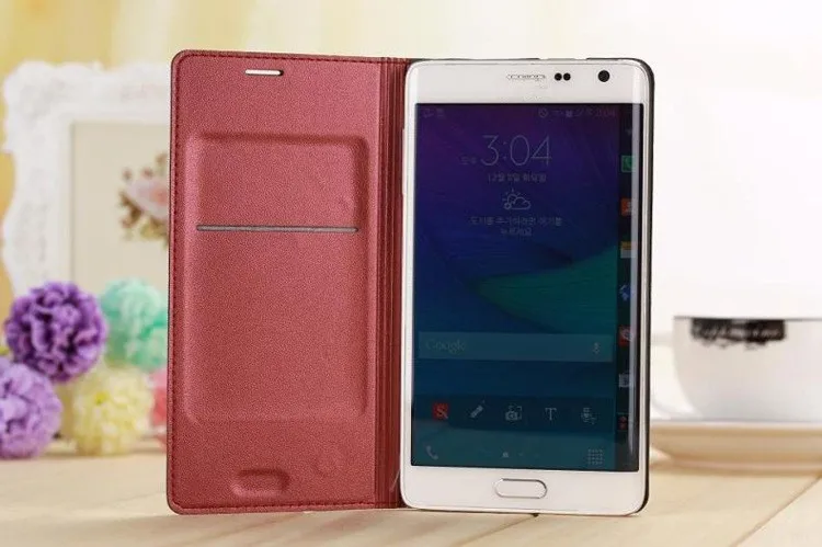 Slim Leather Wallet Case Flip Back Cover Battery Housing Carrying Bag With Card Holder Mask For Samsung Galaxy Note Edge N9150 kawaii samsung cases