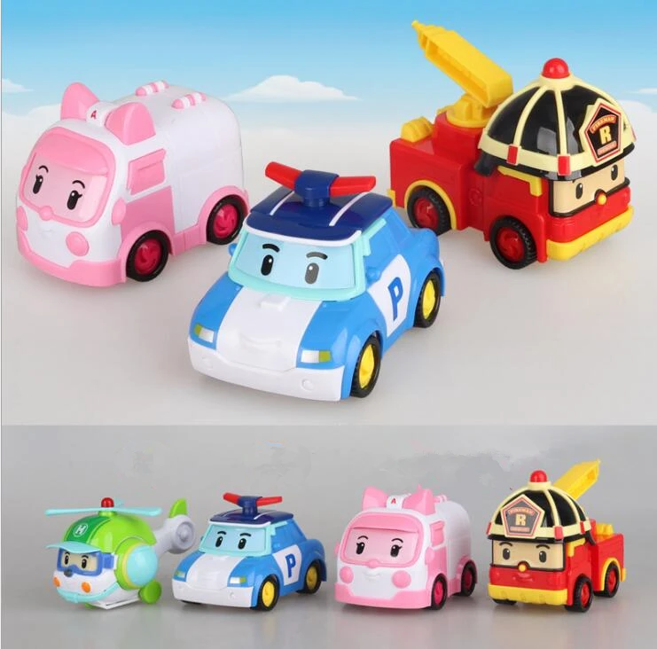 

4pc/Set Robocar Poli Korea kids Toys Robot Anime Action Figure Toys For Children gifts high quality