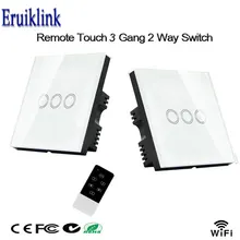 2pcs Wireless Wall Switch,UK Standard,Luxury Glass Touch Panel,Smart Home WiFi Wall Light Switch,2 Gang 2 Way Touch Switch 220V