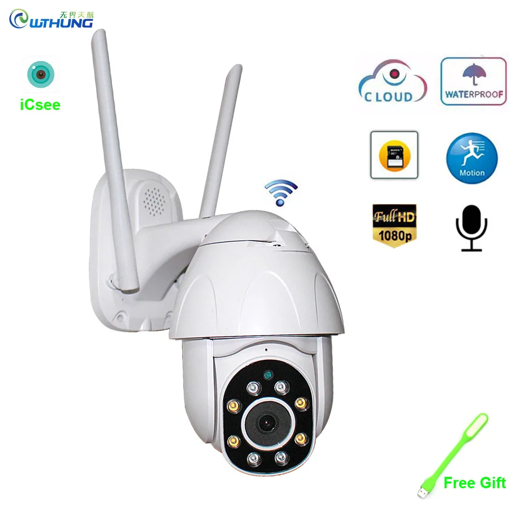 

1080P Cloud Storage WIFI Wireless Camera Outdoor PTZ IP Camera iCsee Speed Dome CCTV Surveillance Security Camera P2P Onvif Mic