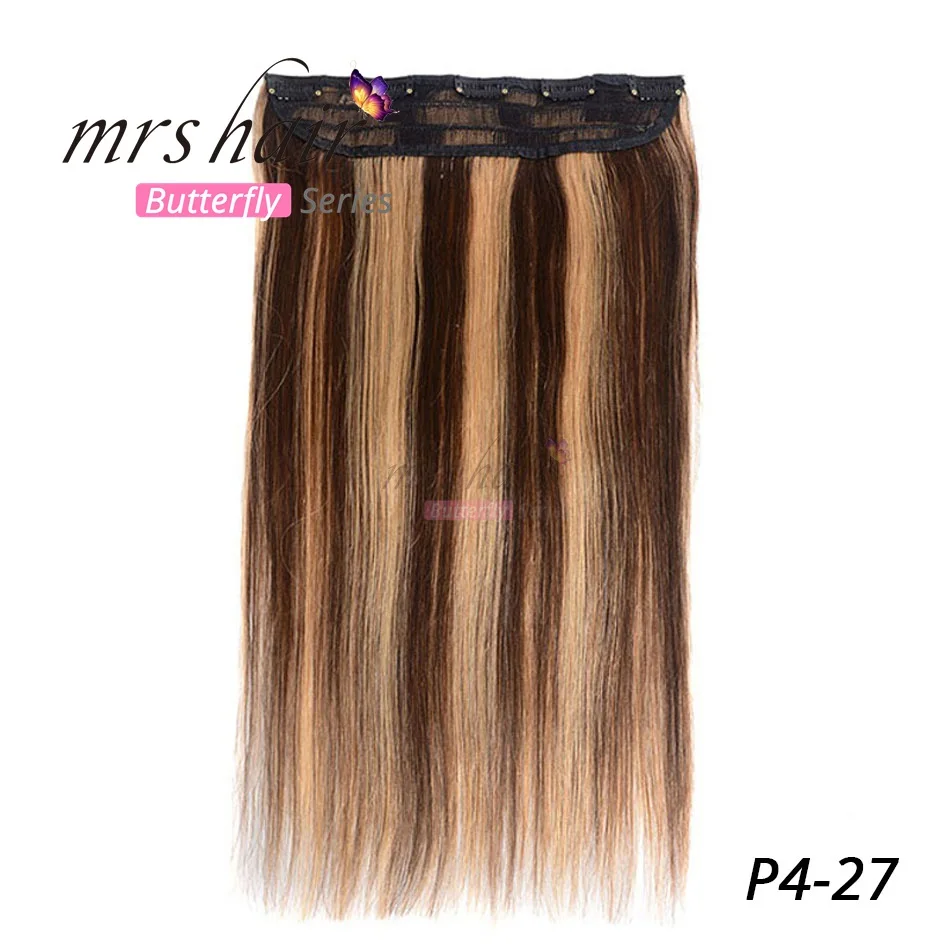 MRS HAIR на заколках, человеческие волосы для наращивания, прямые, 1" 18" 2", натуральные волосы на заколках, 9 цветов,, светлые волосы - Цвет: P4/27