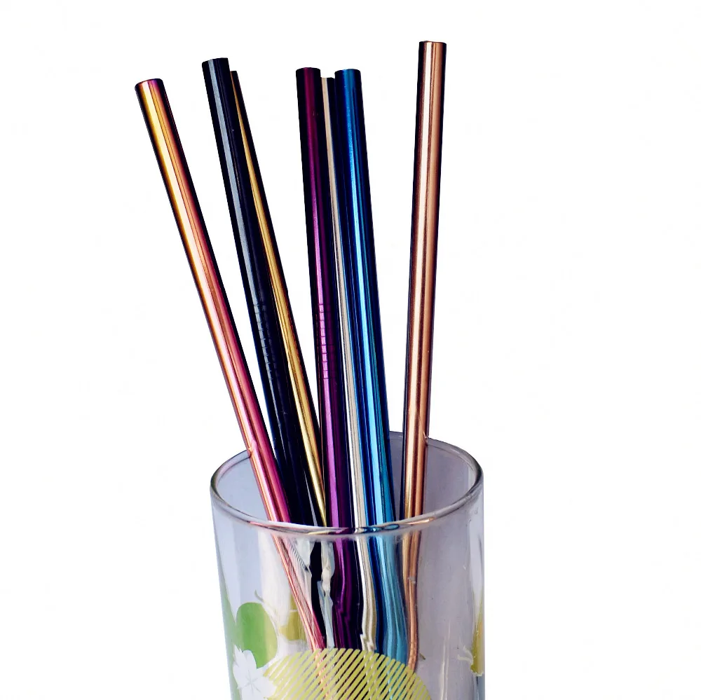 Stainless Steel Drinking Straws Reusable For Birthday Wedding Decorative Party Event Supplies Summer Metal Straw Brush | Дом и сад