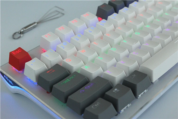 Переключатель MP Cherry MX 108/87 клавиш PBT с подсветкой двойной белый и серый ретро