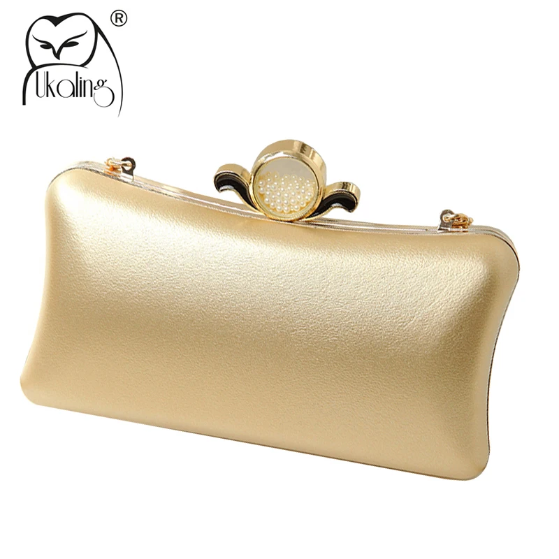 UKQLING Women Box Clutch Small Hardcase Metal Clutches Evening Shoulder Bags for Party Dinner Hand bag Wedding Bridesmaid Bag