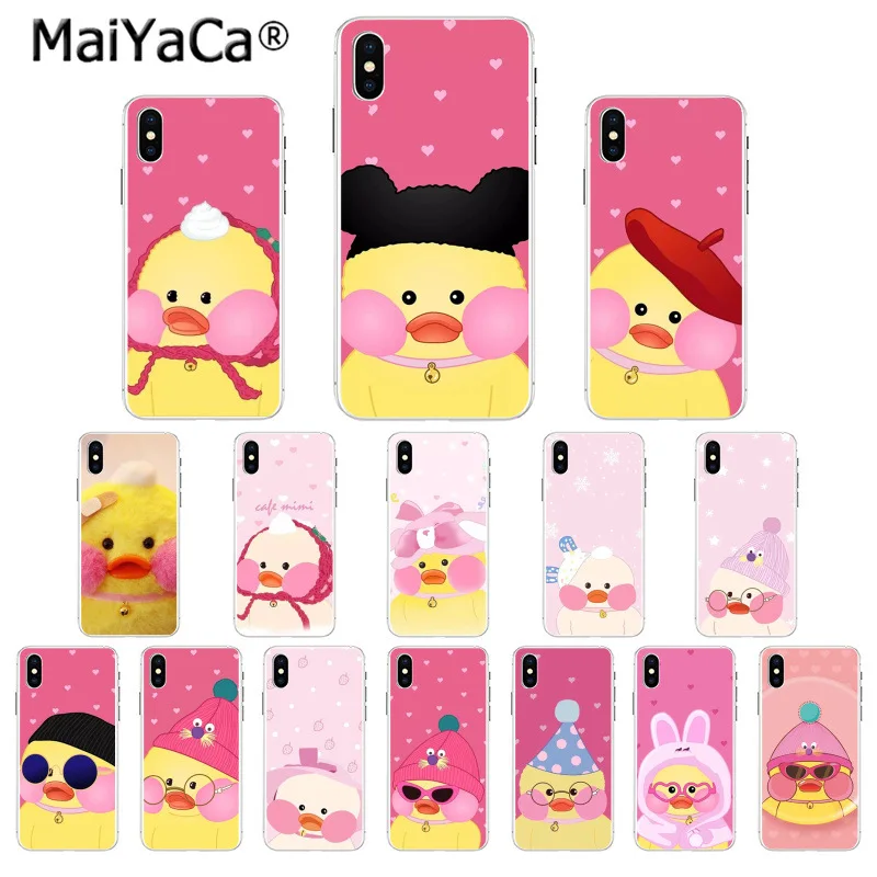 

MaiYaCa Korean cute cartoon cafe Mimi yellow duck Black TPU Phone Cover for Apple iphone 11 pro 8 7 66S Plus X XS MAX 5S SE XR