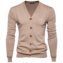 ZOGAA мужской свитер-кардиган, хлопковый кардиган, мужские свитера с v-образным вырезом, тонкие однотонные однобортные, подходят для вязания, повседневная одежда