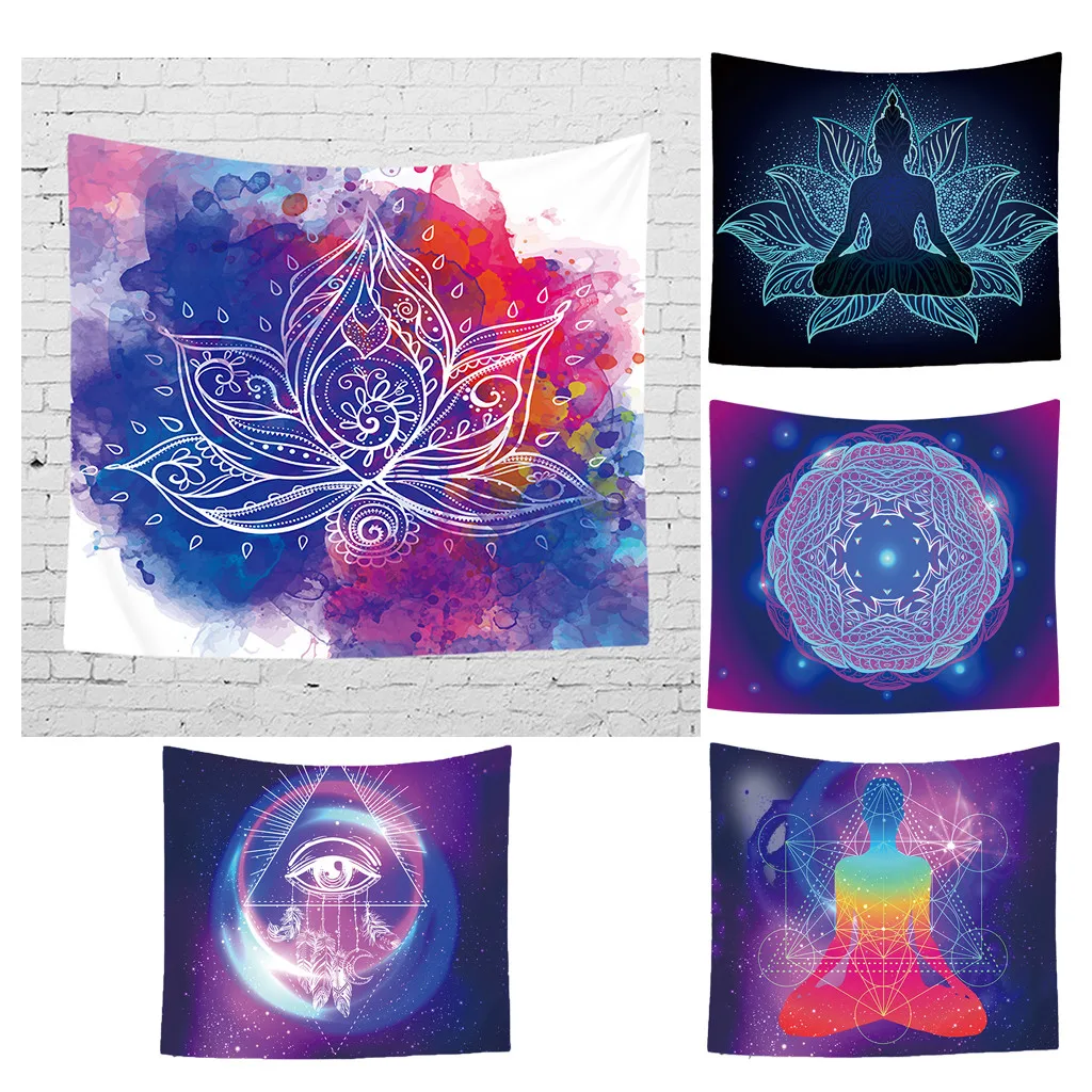 

Tapestry Wall Hanging Brahma Psychedelic Printing Wall Tapestry with Art Chakra Home Decorations For Bedroom Dorm Decor 130X150
