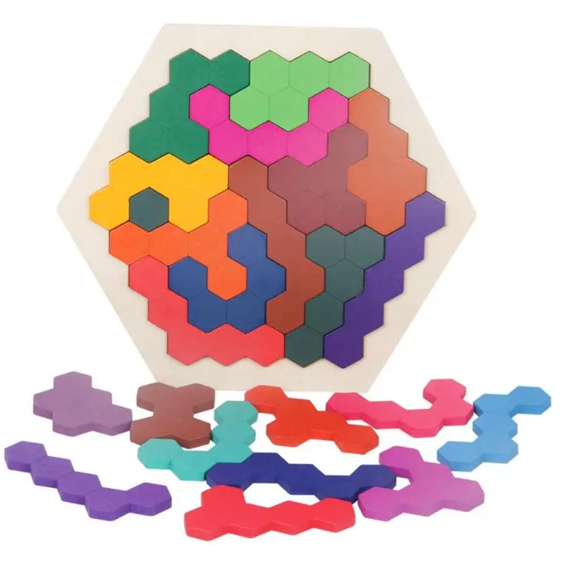 Веселые геометрические танграммы сотовые Логические Пазлы детские деревянные обучающие игры для мозга IQ Игрушки Детская настольная игрушка для обучения подарки - Цвет: 23 Pcs