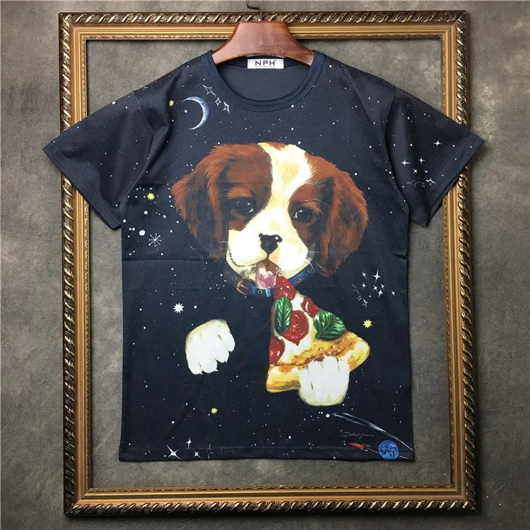 

New Novelty 19ss Men gentleman Sicily is My dog Pizza T Shirts T-Shirt Hip Hop Skateboard Street Cotton T-Shirts Tee Top #F87