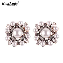 Лучшие женские простые серьги-гвоздики с искусственным жемчугом для женщин, круглые Очаровательные золотые бусины, богемные блестящие свадебные серьги