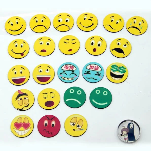 

Dia 3cm Multiple Expression Color Magnetic Stickers Lovely Smile Round Fridge Magnets Children Gift 20pcs/lot FM107