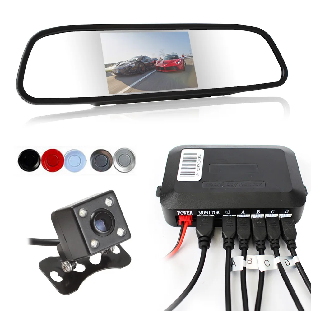 

Dual Core CPU Car Video Parking Sensor Radar Assistance System + Auto Reverse Backup Camera + Rear View Monitor Step-up Alarm