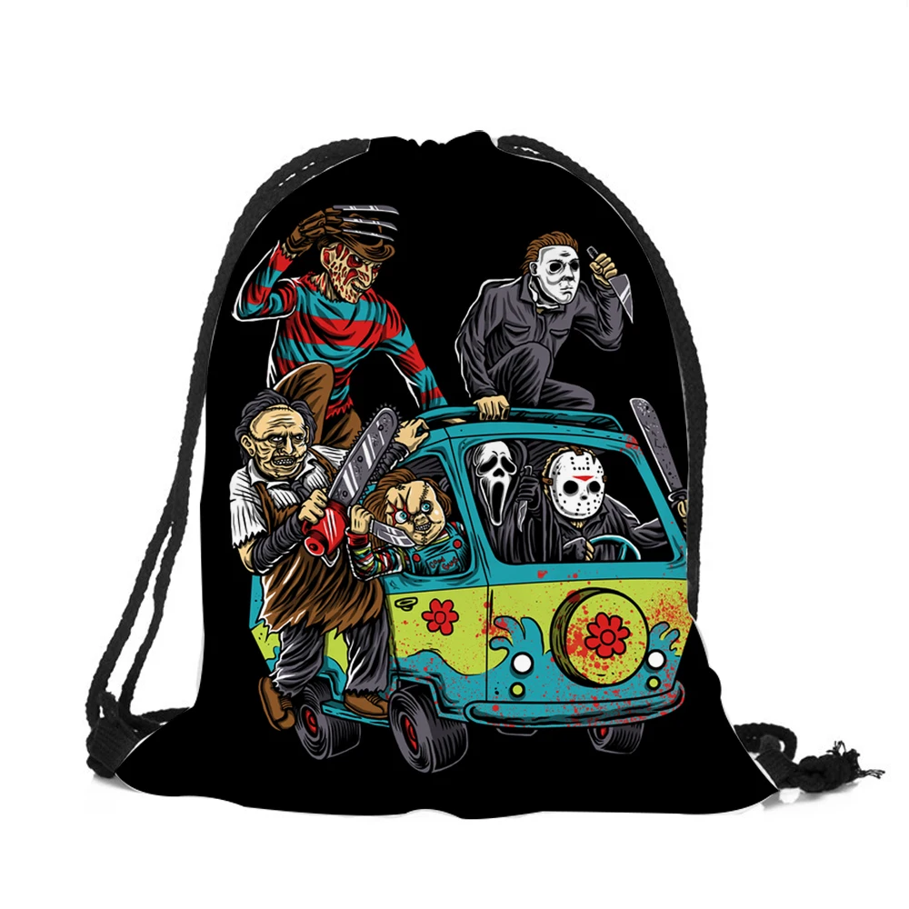 Эксклюзивный Рюкзак с завязками из фильма ужасов Джейсон, Фредди, новейшая винтажная сумка на шнурке для студентов и колледжа - Цвет: 005