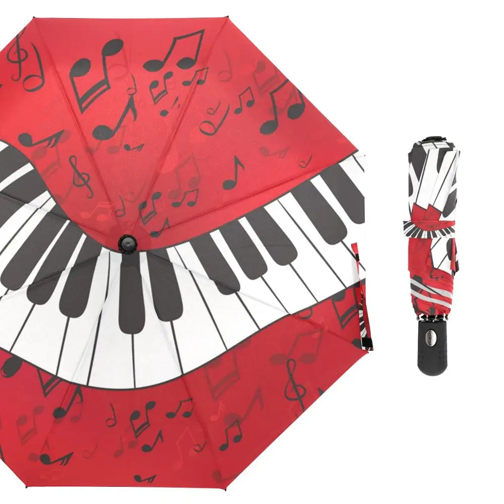 

Creative Note Music Umbrella Three Folding Automatic Umbrella Rain Women Customized Advertising Umbrellas