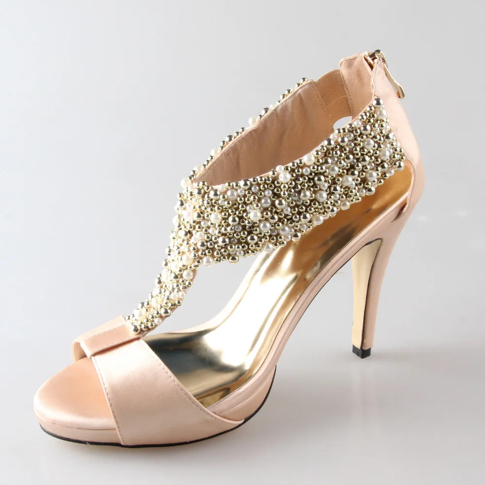 wide width champagne heels