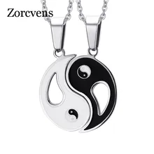 ZORCVENS Charm Pendant Necklaces Eight Diagrams Yin Yang Black and White Best Friends friendship Couples Lover Valentine Gift