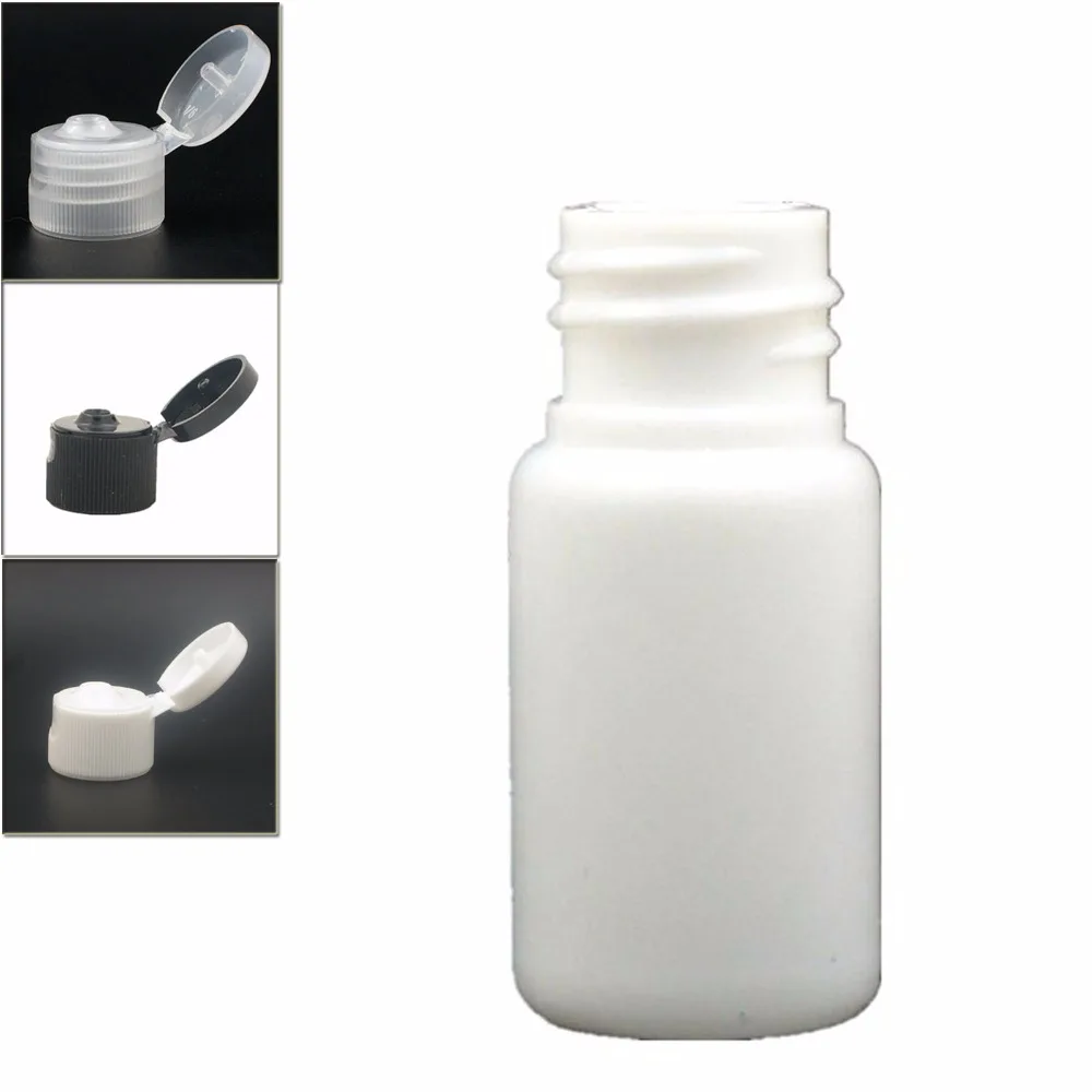 

10ml empty Plastic Bottles, white PE bottle with black/transparent/white flip-top cap X 10