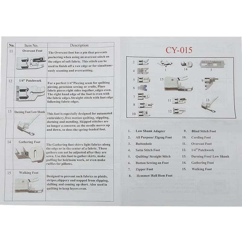 Cy-015 швейная машина прижимная педаль швейная машина оплетка потайная строчка Darnign прижимная лапка набор 5BB5089