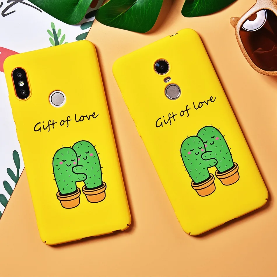TOMKAS Cute Couple Cactus Case for Xiaomi Redmi Note 5 5 Pro Cover Mi A1 Yellow Summer Phone Case for Xiaomi Redmi 4X 5 Plus (4)