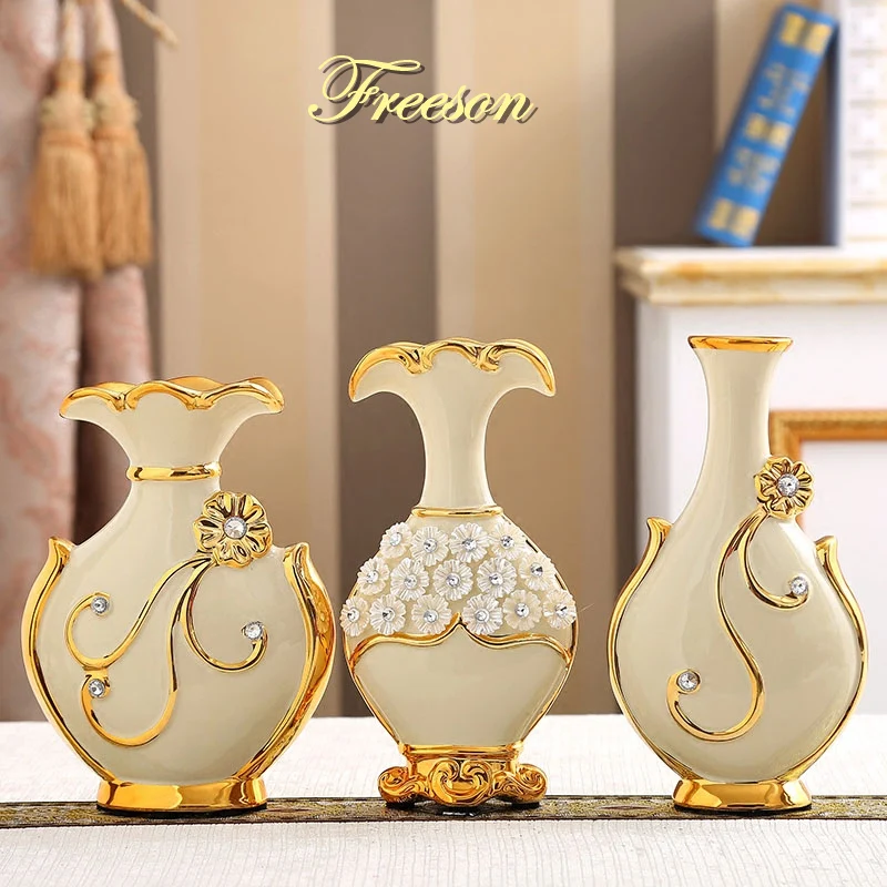 Europe Handmade Gold Plated Porcelain Vase Modern Top grade Ceramic