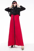 2016 Muslim Womens Abaya Dress O-Neck Long Sleeve Floor-Length Islamic Jilbabs Kaftan Fashion Colourful Womens Hijab Dresses