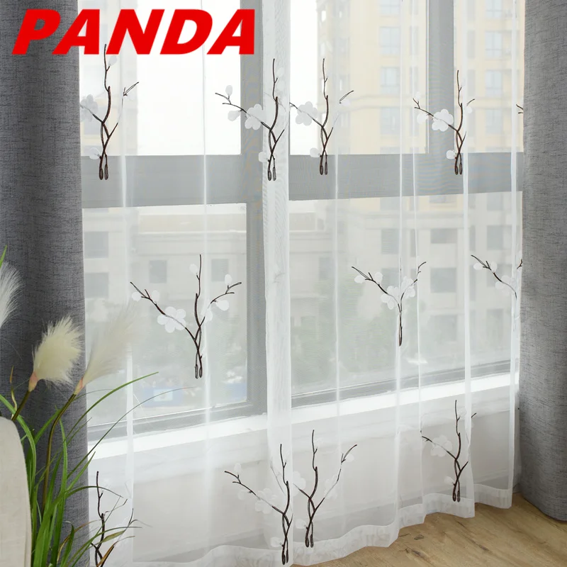 

Pastoral Embroidered Curtains For living Room Floral Tulle Bedroom Voile Curtain Window drapes home decoration