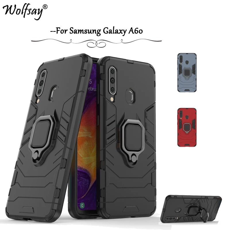 

For Samsung Galaxy A60 Case Armor Metal Finger Ring Holder Phone Case For Samsung Galaxy A60 Back Cover For Samsung A60 Fundas *
