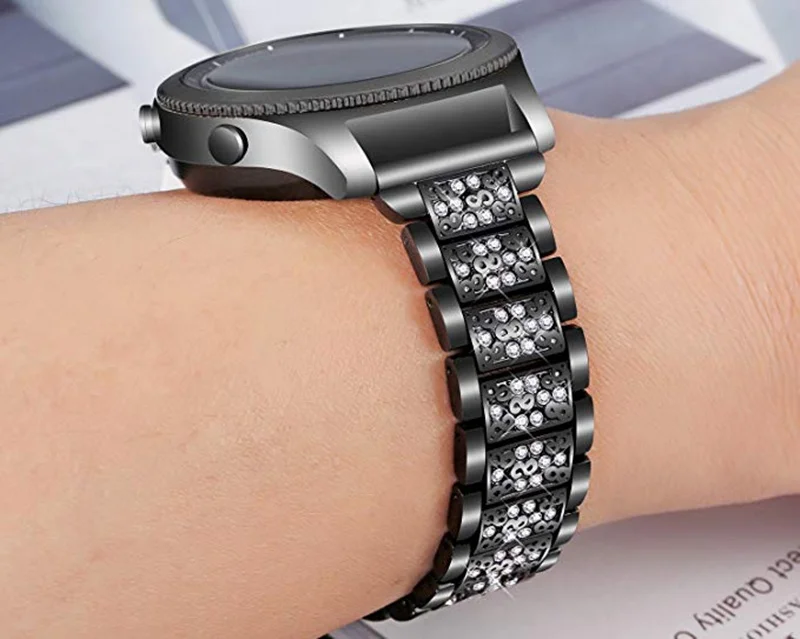 ASHEI 20 мм 22 мм бриллиантовый браслет из нержавеющей стали ремешок для samsung Galaxy Watch 46 мм 42 мм Acive gear Sport S2 S3 классический ремешок
