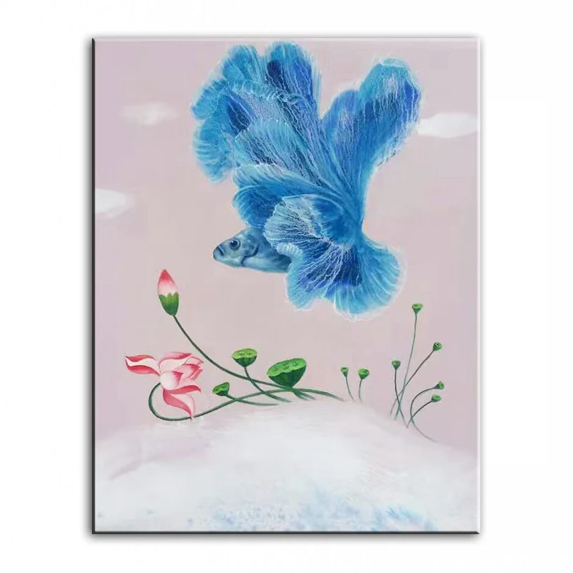 

Original oil painting Dancing goldfish painter original paintings decoration painting Custom-made oil painting 16110721