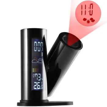 

LCD Projection Digital Thermometer Hygrometer 360 Degree Rotating Weather Station Clock Desk Bedside Temperature Humidity Meter