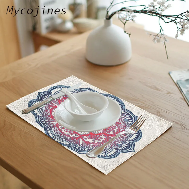 Индийский стиль Мандала салфетка с узором 42*32 см цветной медитационный узор печать семейный стол кофейня украшение стола коврик