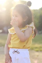 2pcs Toddler font b Kids b font Baby Boy Girl Summer Cute Lotus Leaves Lace Cotton